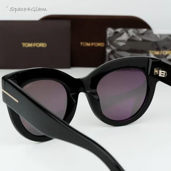 Tom Ford Women Sunglasses Black Smoke Mirror Cat Eye FT1063/S LUCILLA 01C NEW